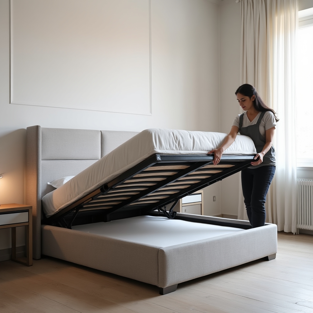 Letto matrimoniale con contenitore assemblato